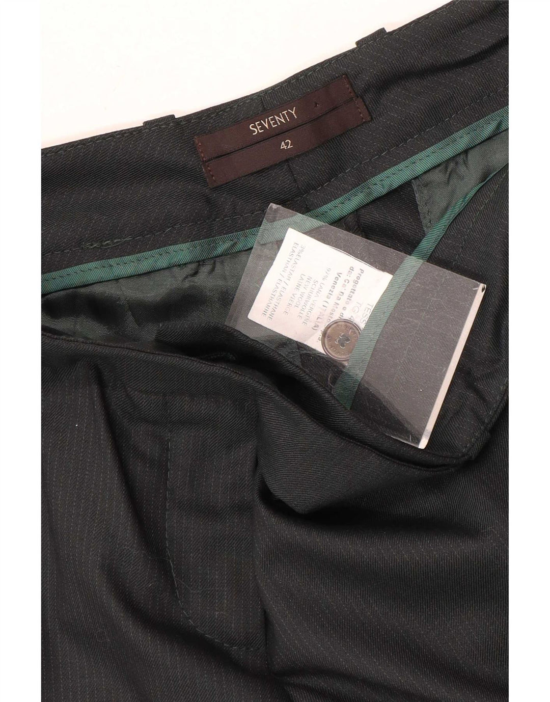 Seventy Slim-Anzughose für Damen, Größe 42, mittelgroß, W30, L28, graue Nadelstreifenwolle