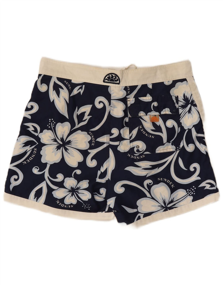 Sundek Herren-Badeshorts, mittelgroß, marineblau, geblümt, Polyester