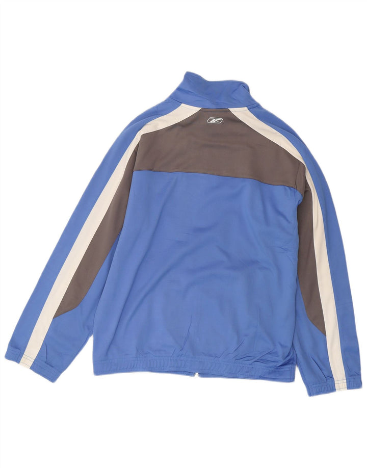 Reebok Herren-Trainingsanzugoberteil, XS, blaues Colourblock-Polyester
