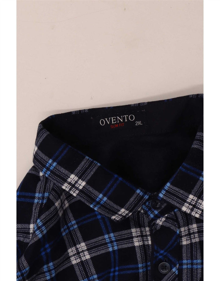 Vintage Herren Flanellhemd 2XL Blau kariert