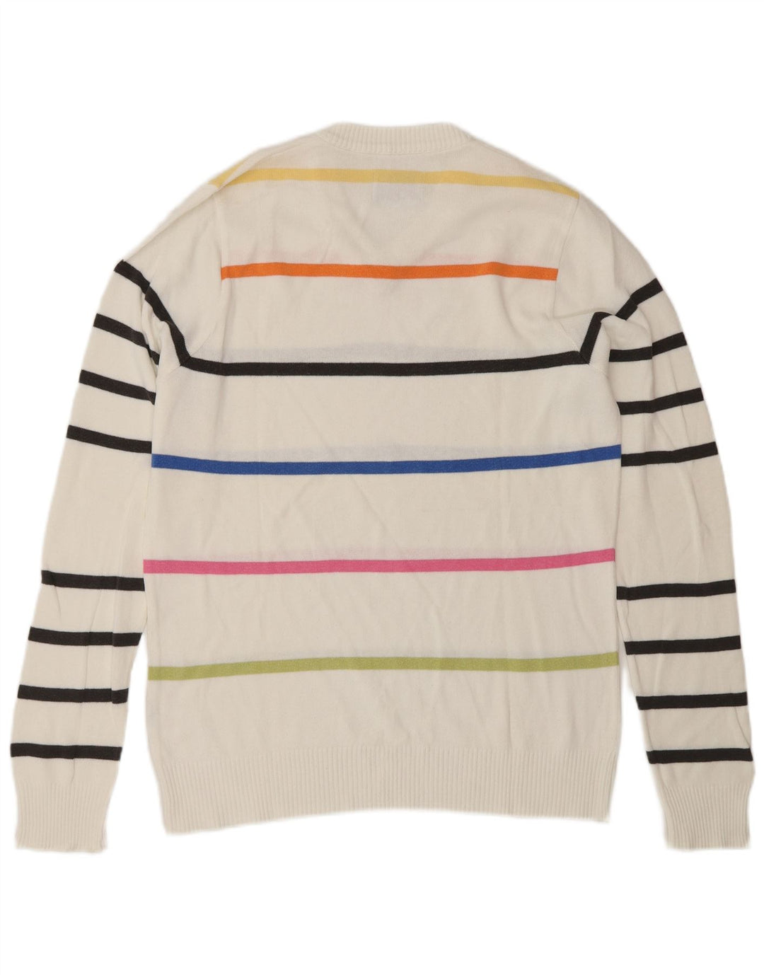 XDYE Herren-Pullover mit V-Ausschnitt, Mittelweiß gestreift