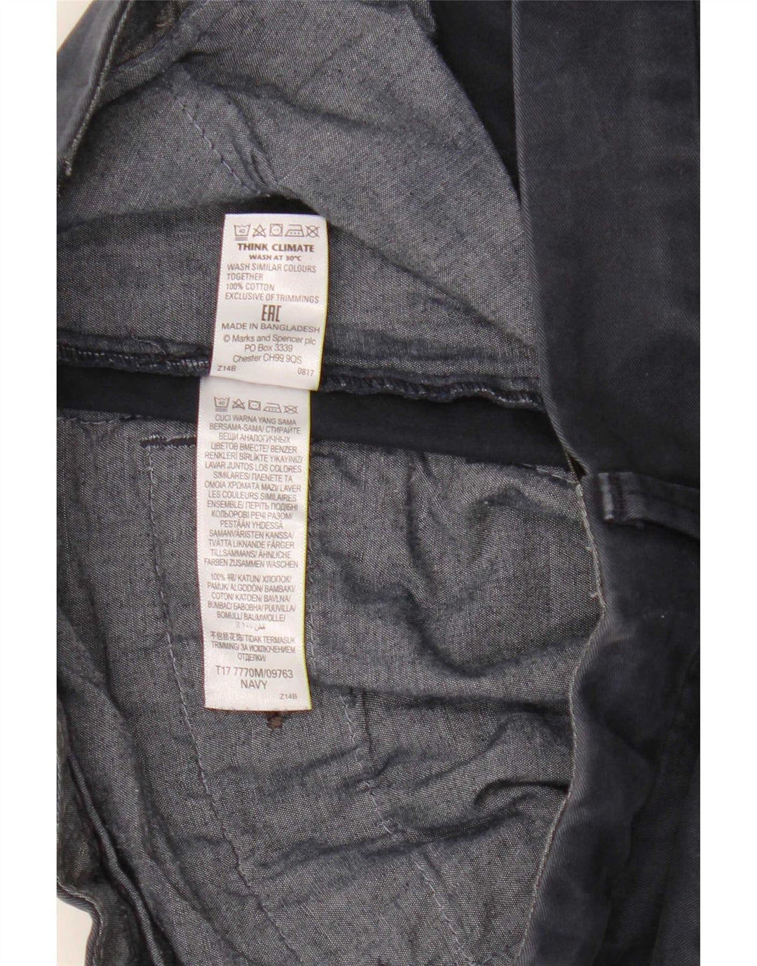 Marks & Spencer Herren-Chinoshorts W32, mittelmarineblaue Baumwolle