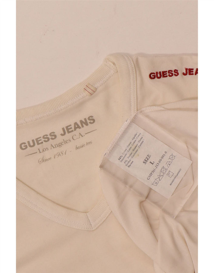 Guess Herren-T-Shirt-Oberteil, groß, aus weißer Baumwolle