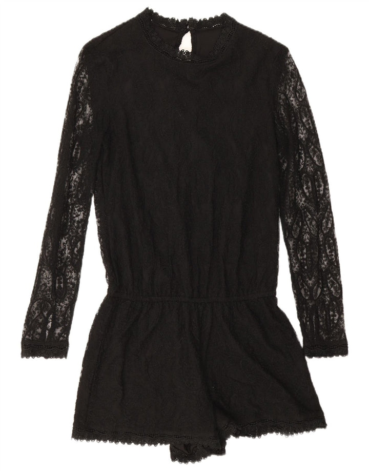 Langärmliger Damen-Playsuit von Zara, Größe S, Schwarz, Paisleymuster, Polyester