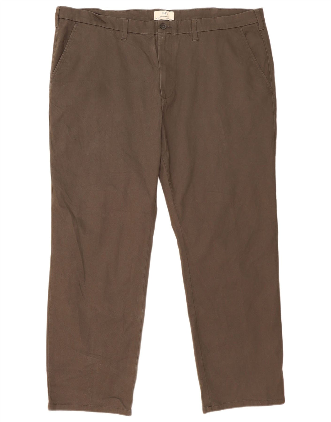 Marks & Spencer Herren-Chinohose mit normaler Passform, W46 L31, graue Baumwolle