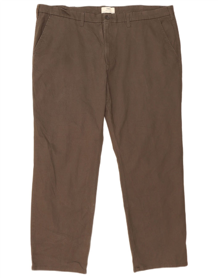Marks & Spencer Herren-Chinohose mit normaler Passform, W46 L31, graue Baumwolle