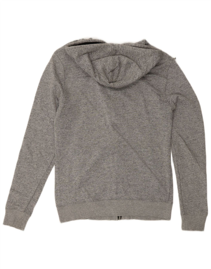 Zara Herren-Kapuzenpullover mit Reißverschluss, klein, grau gefleckte Baumwolle