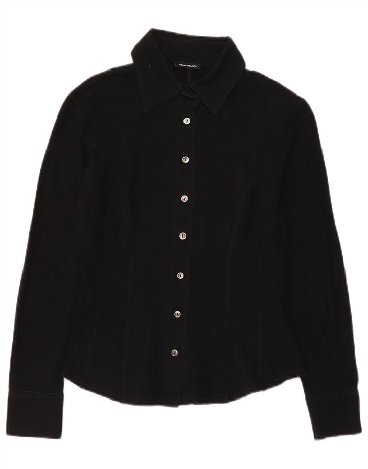Penny Black Damenhemd UK 10 Small Schwarze Baumwolle