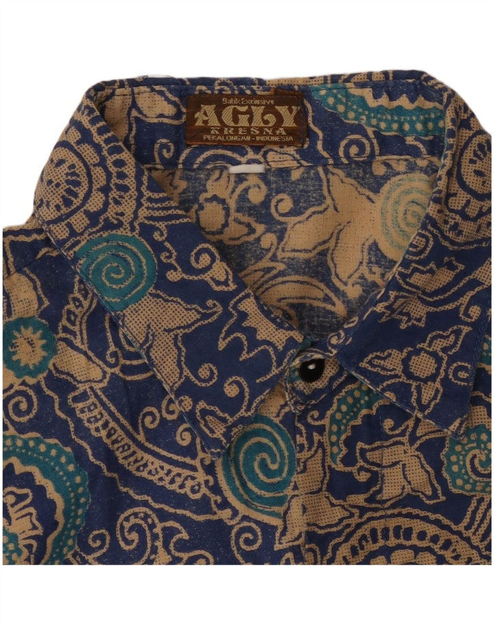 Vintage Herrenhemd Mittelblau Paisley