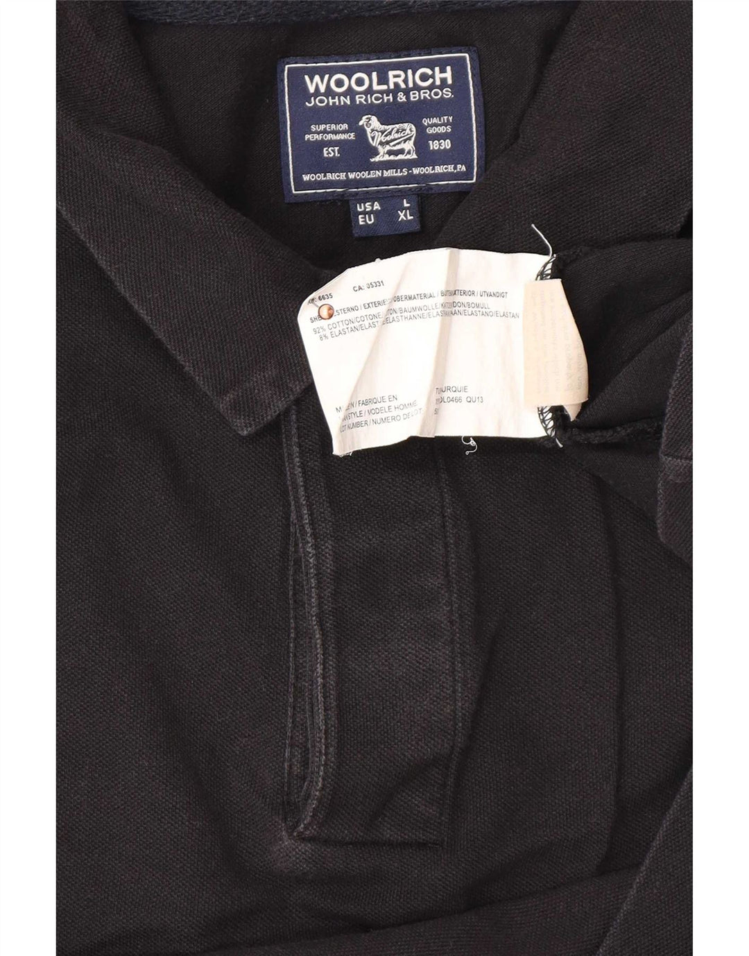 Woolrich Herren-Poloshirt, groß, aus schwarzer Baumwolle