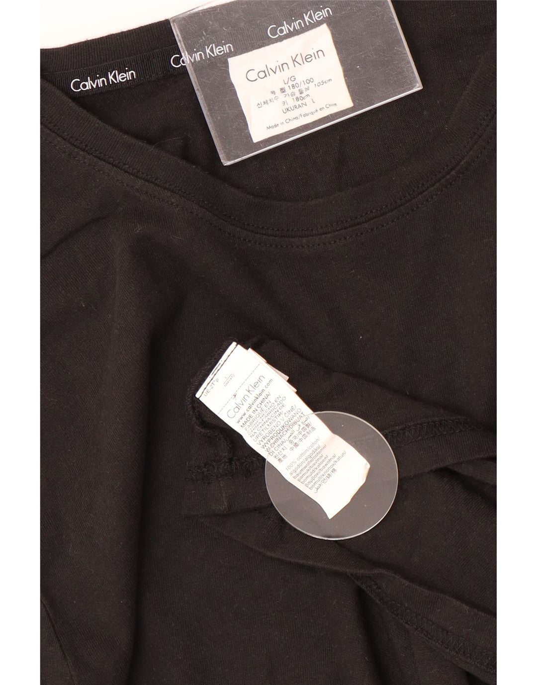CALVIN KLEIN Herren Top Langarm Large Schwarz Baumwolle