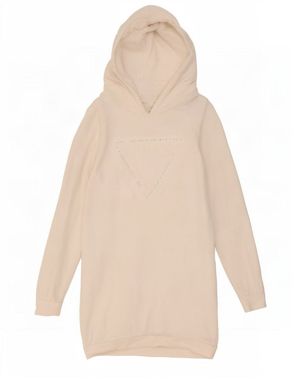 Guess Sweatshirt-Pulloverkleid mit Kapuze für Mädchen, 13–14 Jahre, weiße Baumwolle