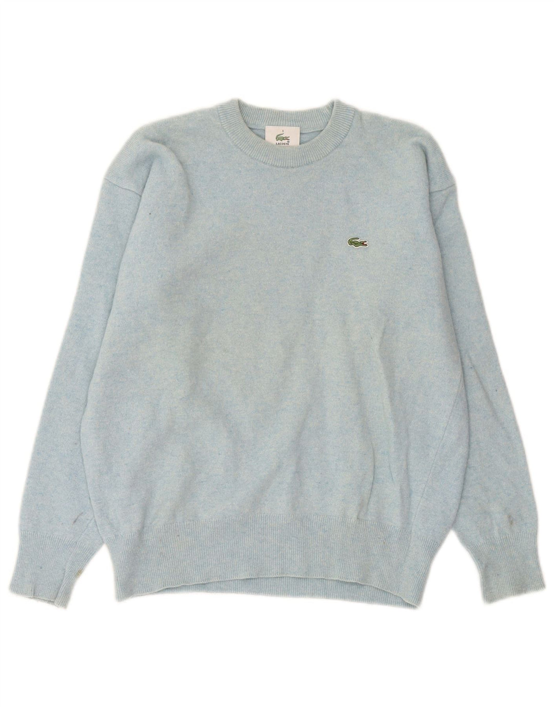 Lacoste Herren-Pullover mit Rundhalsausschnitt, Größe 3, kleine blaue Lammwolle