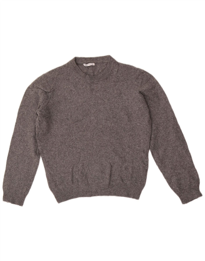 Zara Herren-Pullover mit Rundhalsausschnitt, mittelgrau gesprenkelte Wolle