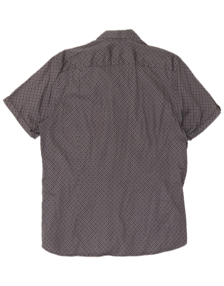 Ted Baker Herren-Kurzarmhemd, Größe 4, groß, marineblau, geometrische Baumwolle