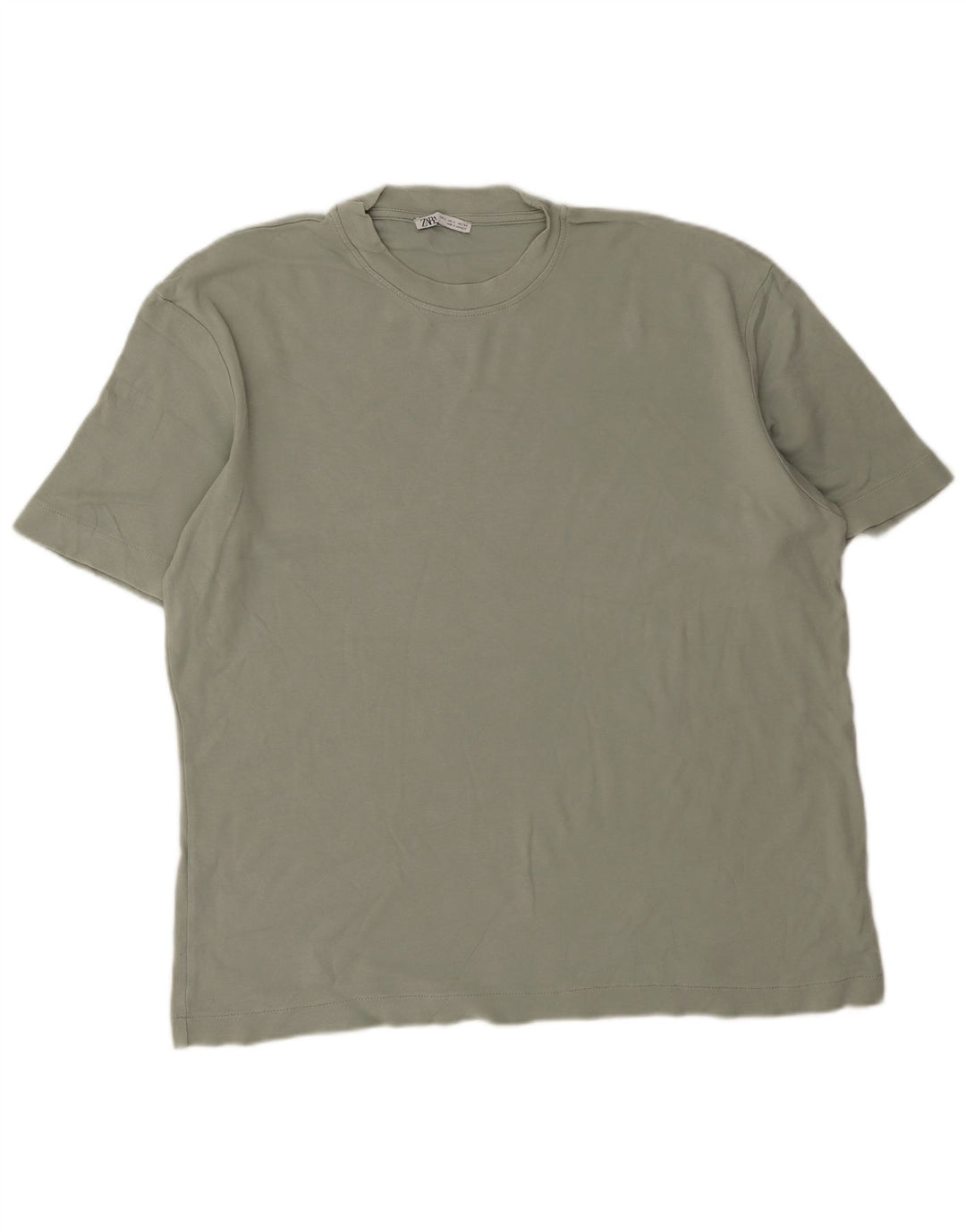 Zara Herren T-Shirt Top Large Grün Baumwolle