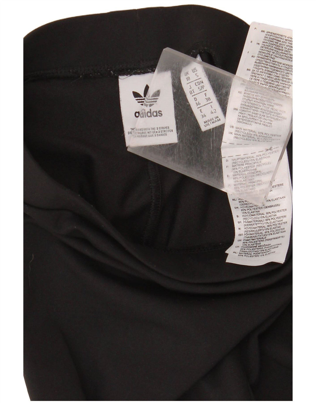 ADIDAS Damen Steigbügel-Leggings UK 10 Small Schwarz Polyester