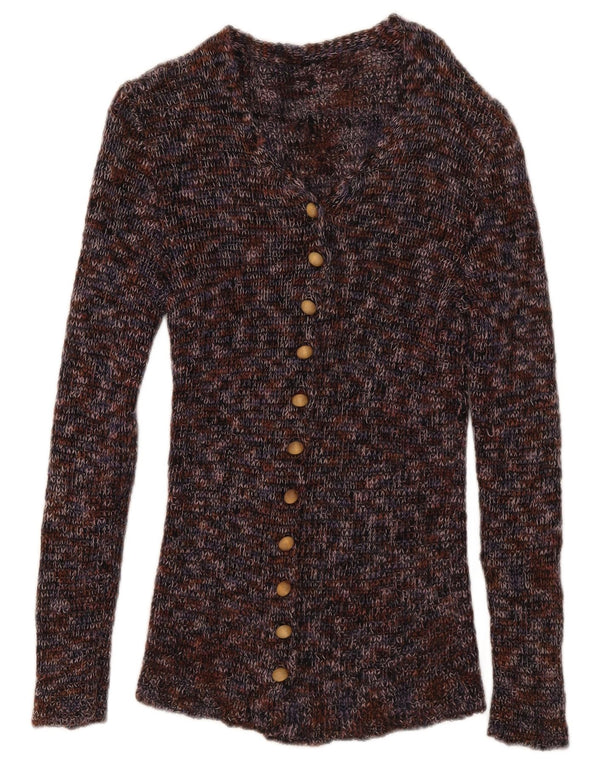 Vintage Damen Cardigan Pullover UK 6 XS Bunt gefleckt