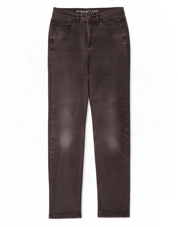 Marks & Spencer Damen Straight Jeans UK 8 Small W28 L30 Schwarze Baumwolle