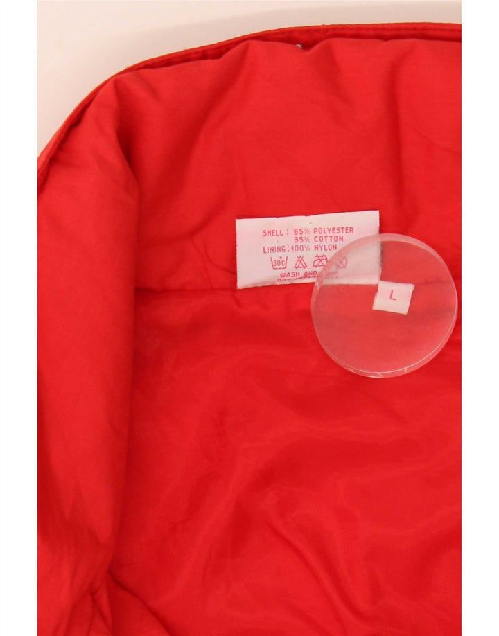 Vintage Herren-Bomberjacke mit Kapuze, UK 40, großes rotes Polyester