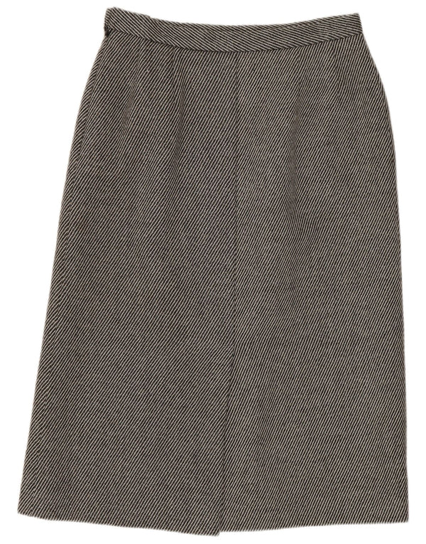 Jaeger Damen Bleistiftrock UK 14 Medium W28 Grau gestreifte Wolle