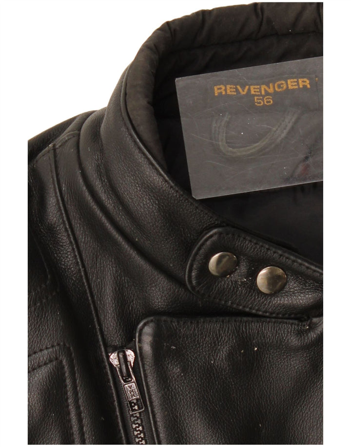 REVENGER Herren Moto Racer Lederjacke IT 56 3XL Schwarzes Leder
