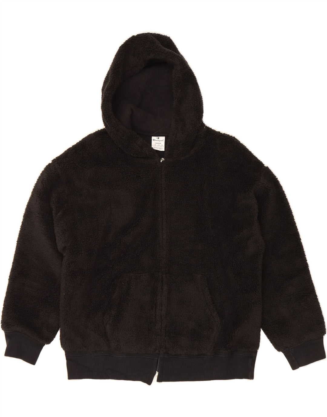 CHAMPION Womens Hooded Fleece Jacket UK 18 XL Black Polyester Vintage Champion and Second-Hand Champion from Messina Hembry 