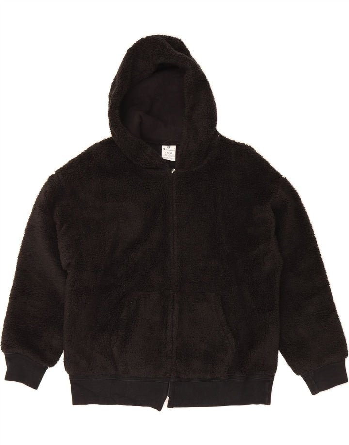 CHAMPION Womens Hooded Fleece Jacket UK 18 XL Black Polyester Vintage Champion and Second-Hand Champion from Messina Hembry 