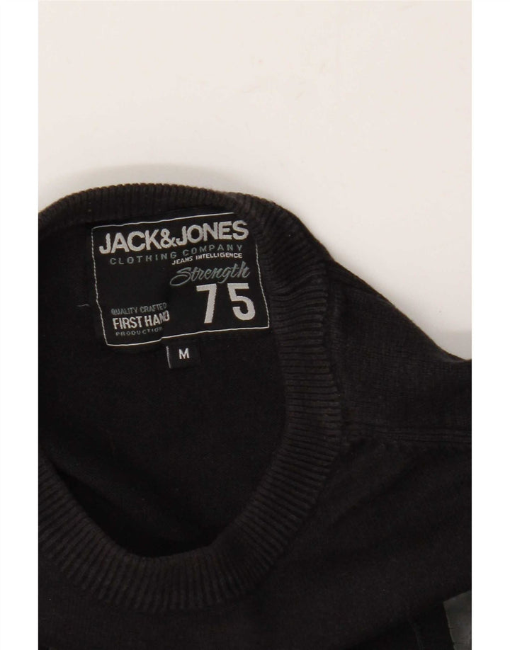 Jack & Jones Herren-Pullover mit Rundhalsausschnitt, grafischer regulärer Passform, Mittelschwarz
