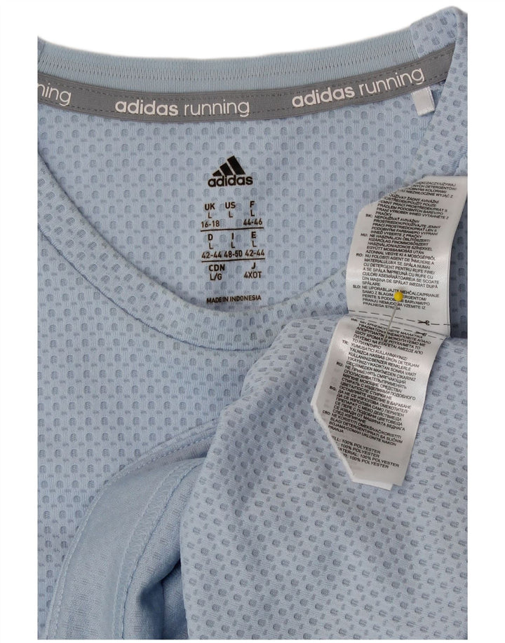 Adidas Damen Top Langarm UK 16/18 Large Blau Polyester