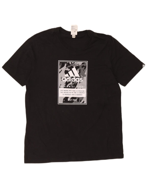 Adidas Herren Grafik T-Shirt Top Large Schwarz Baumwolle