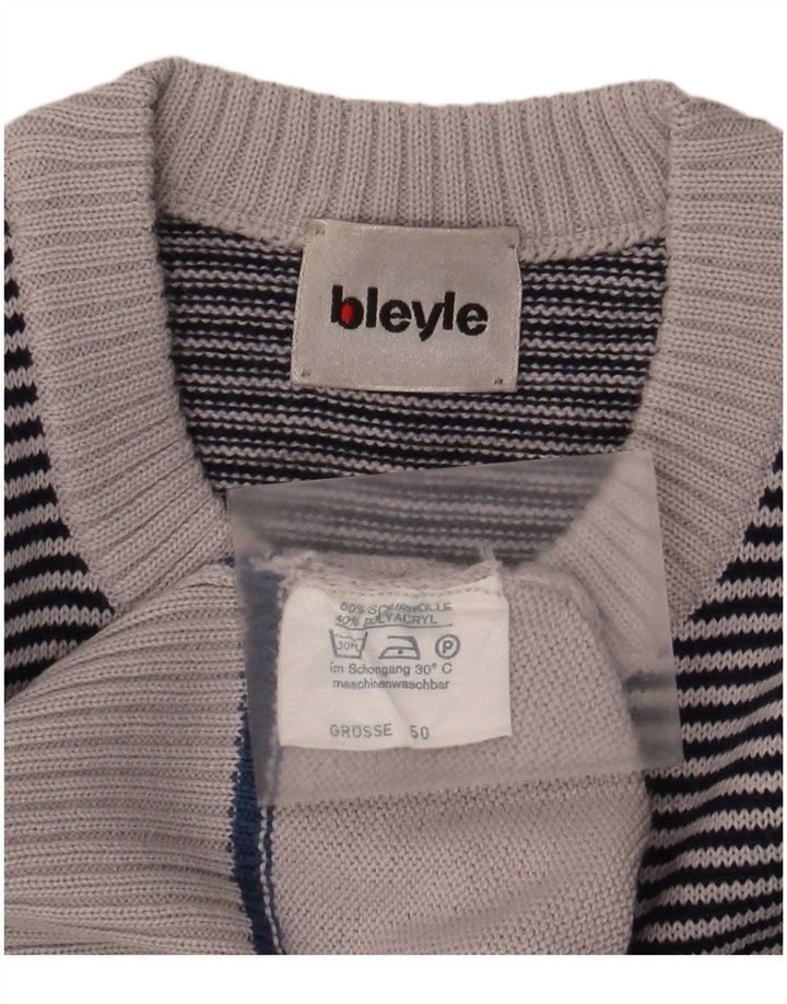 Bleyle Herren-Pullover mit Rundhalsausschnitt, EU 50, mittelgrau gestreift, Polyacryl