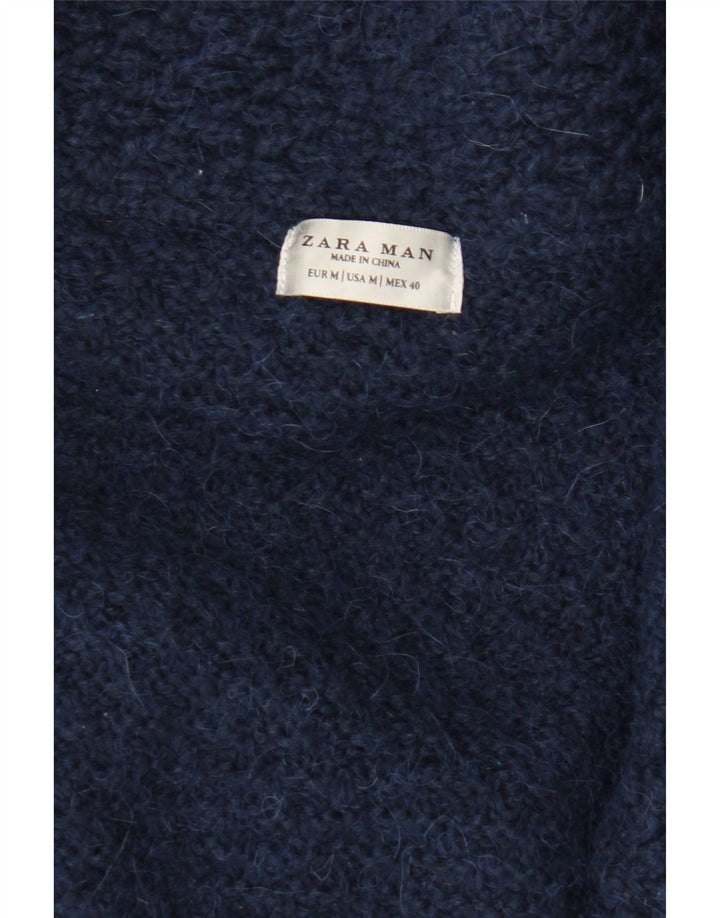 Zara Herren-Cardigan-Pullover Mittelblau