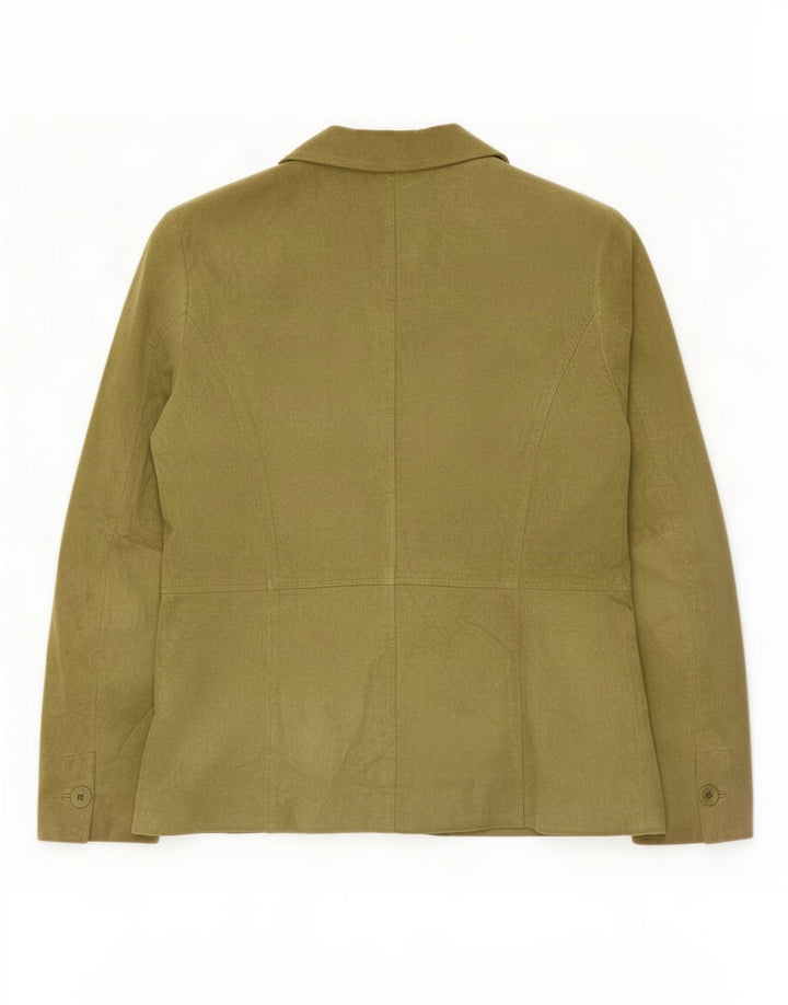 Liz Claiborne Damen-Blazerjacke aus Wildleder mit 2 Knöpfen, US 6, mittelgrünes Leder