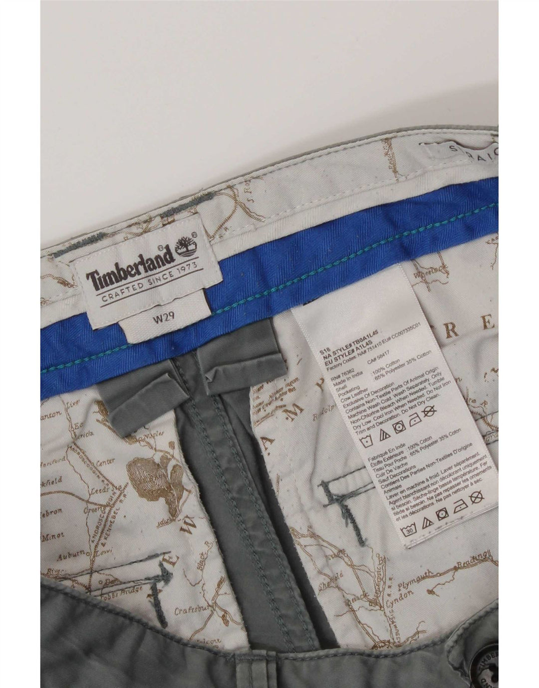 Timberland Herren Chinoshorts W29 Small Grau Baumwolle