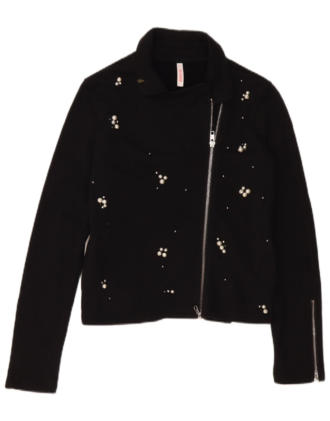 SUN68 Damen-Cardigan-Pullover UK 10 Small Schwarze Baumwolle