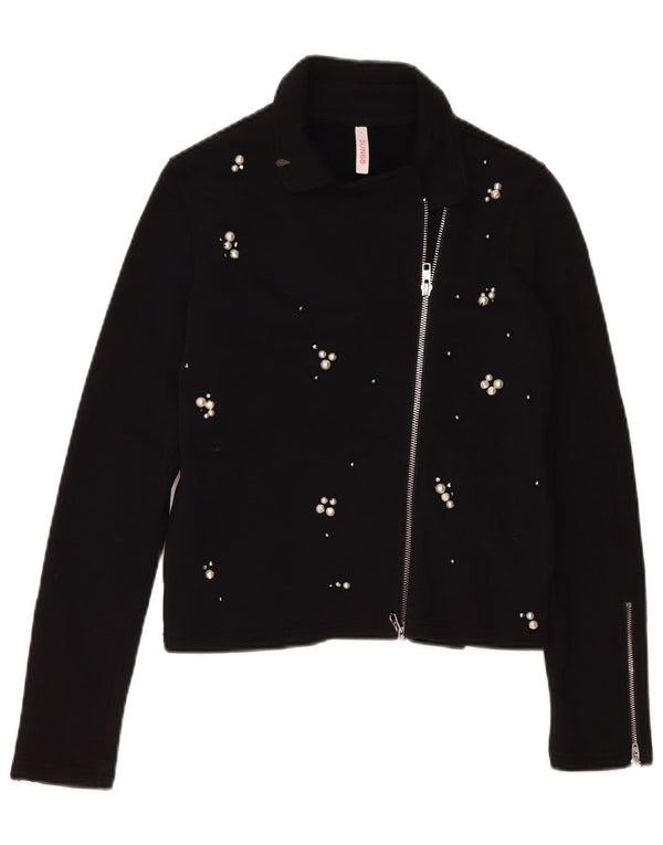 SUN68 Damen-Cardigan-Pullover UK 10 Small Schwarze Baumwolle