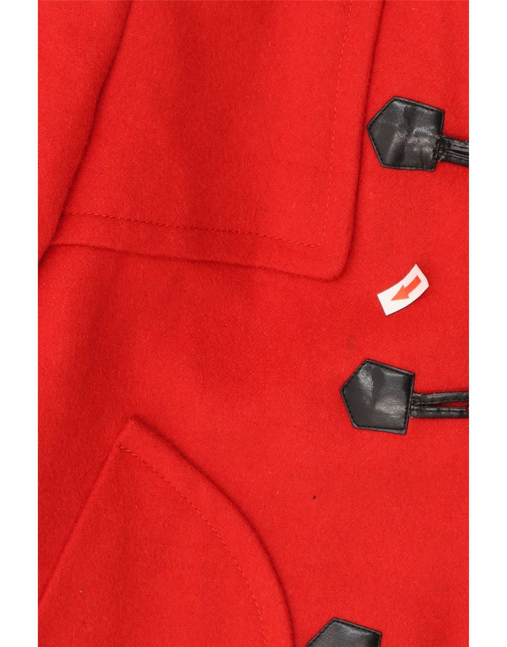 Stefanel Damen-Dufflecoat mit Kapuze IT 48 XL, rote Schurwolle