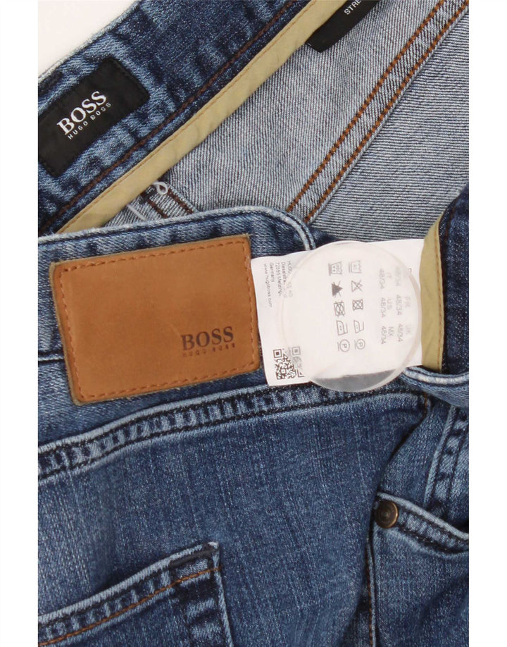 Hugo Boss Herren Straight Jeans W48 L34 Blaue Baumwolle