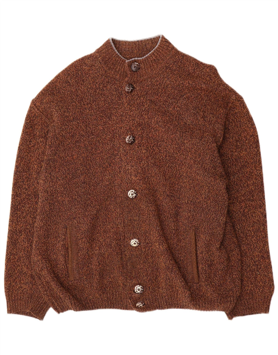 Bueckle Herren-Strickjacke, große braun gesprenkelte Wolle