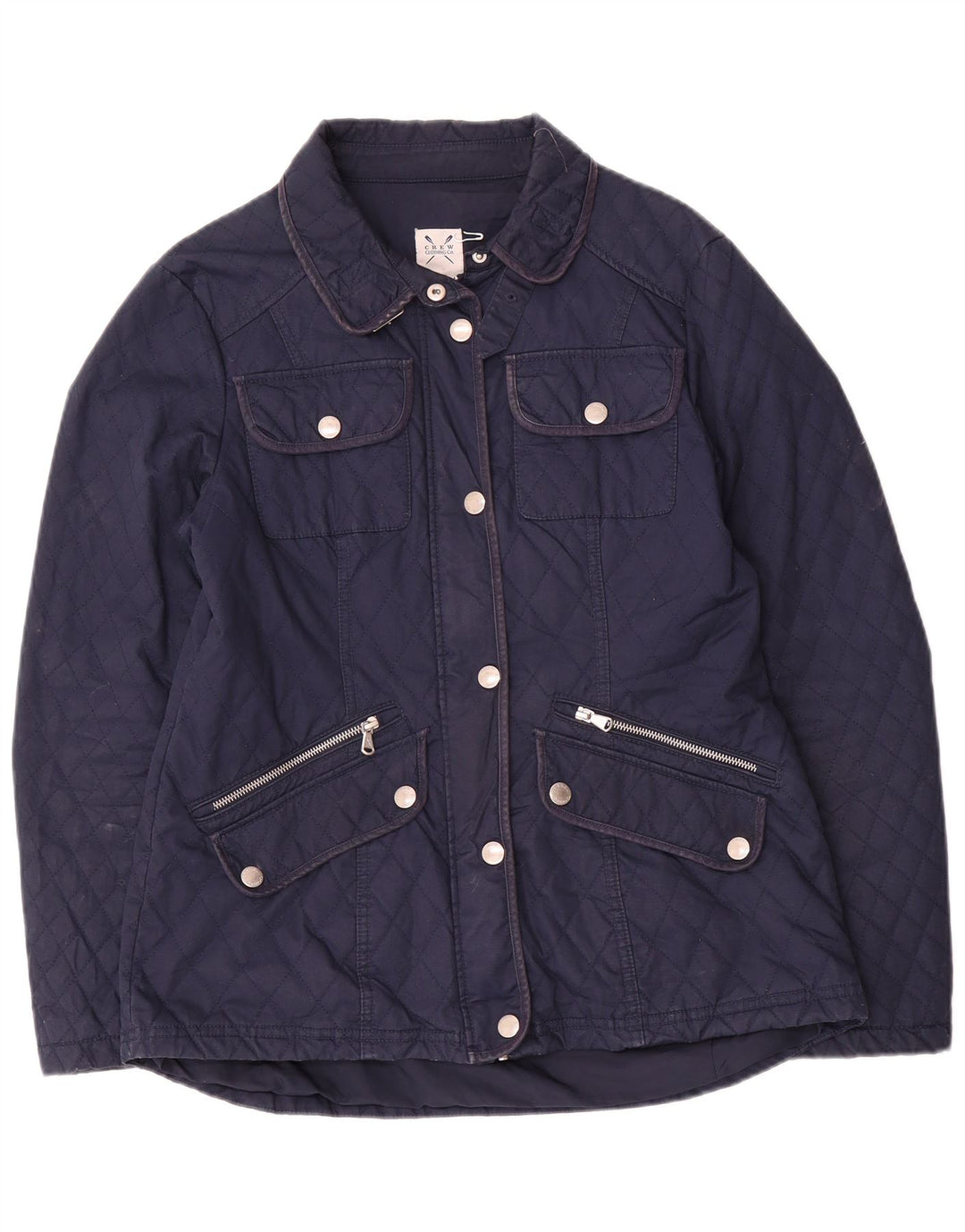 CREW CLOTHING Damen Steppjacke UK 14 Medium Marineblau Baumwolle
