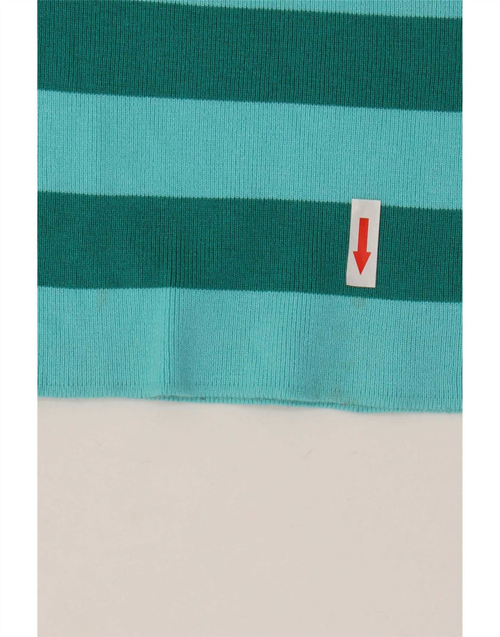 Zara Damen Crop Vest Top UK 8 Small Blau gestreifte Viskose