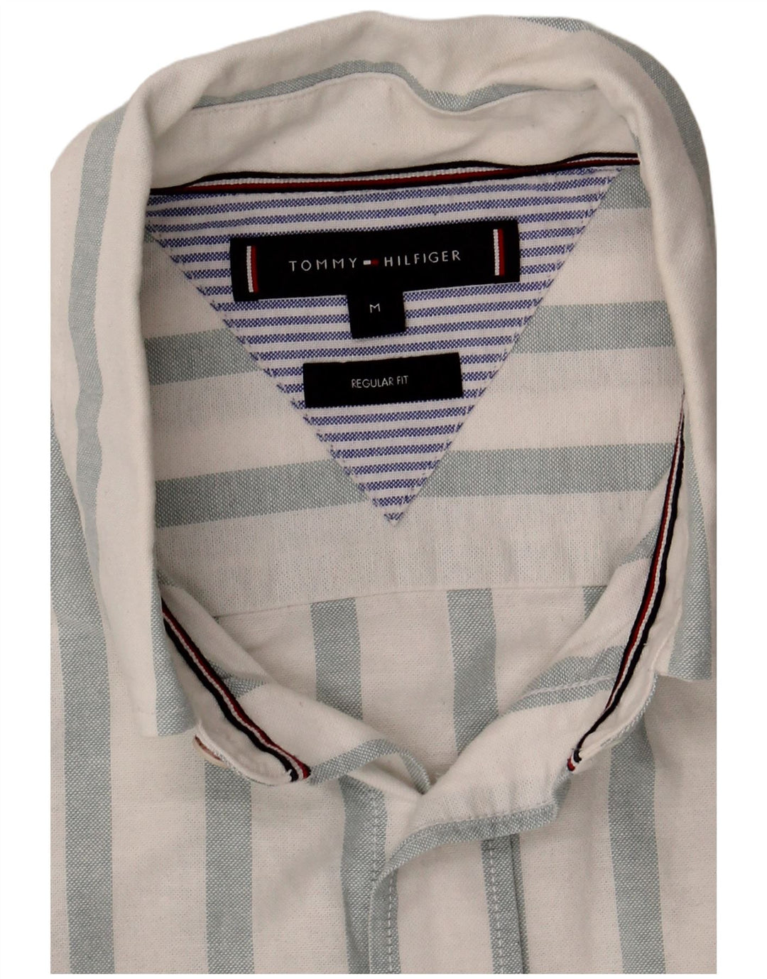 Tommy Hilfiger Herren-Hemd mit normaler Passform, mittelweiß, gestreift, Baumwolle