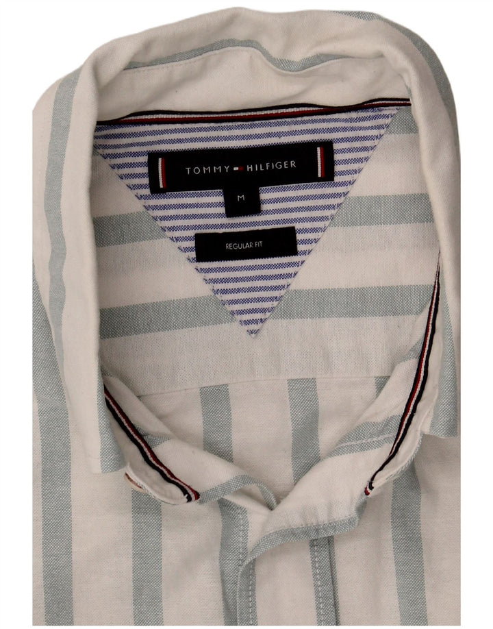 Tommy Hilfiger Herren-Hemd mit normaler Passform, mittelweiß, gestreift, Baumwolle