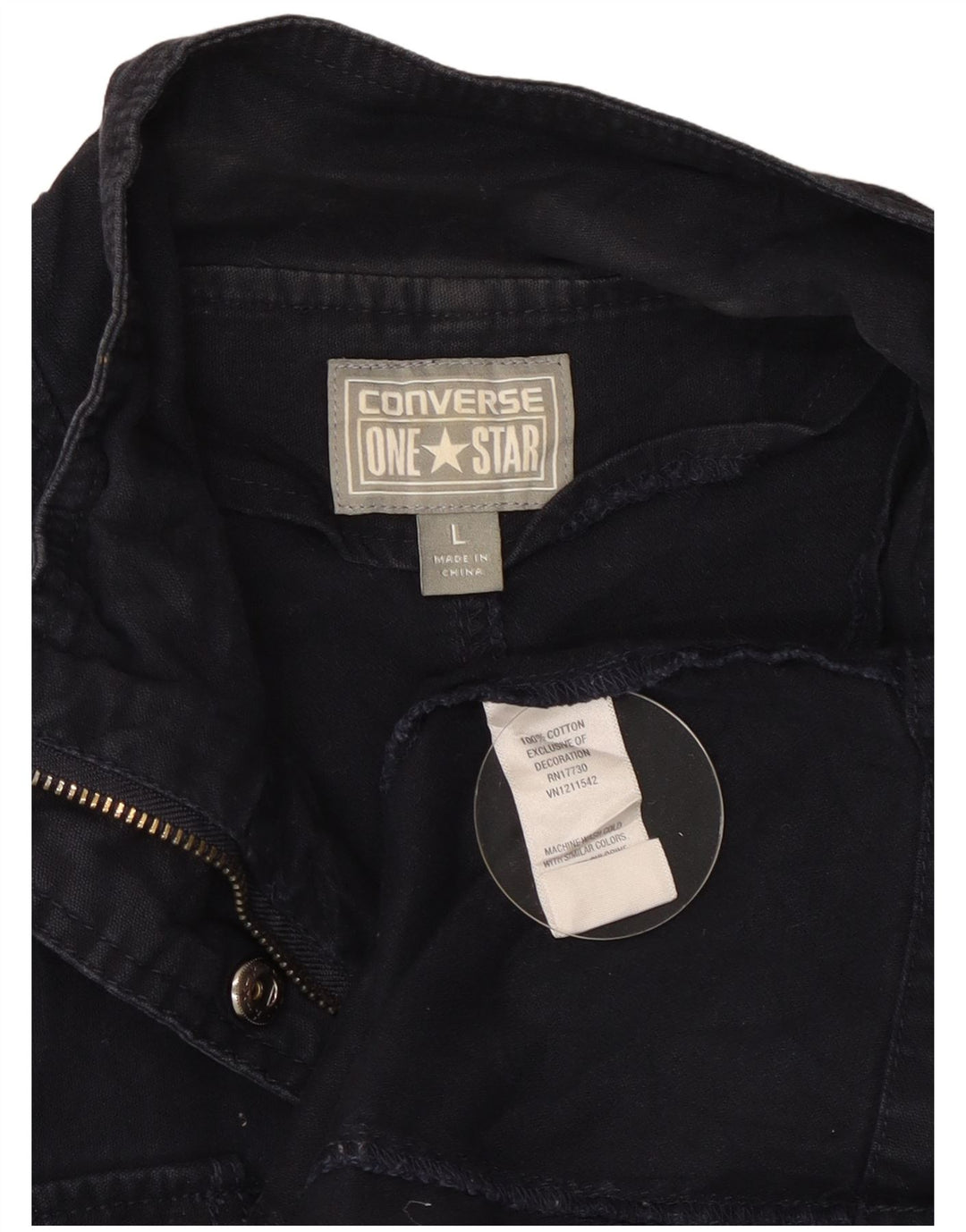 Converse Damen Utility-Jacke UK 16 Large Marineblaue Baumwolle
