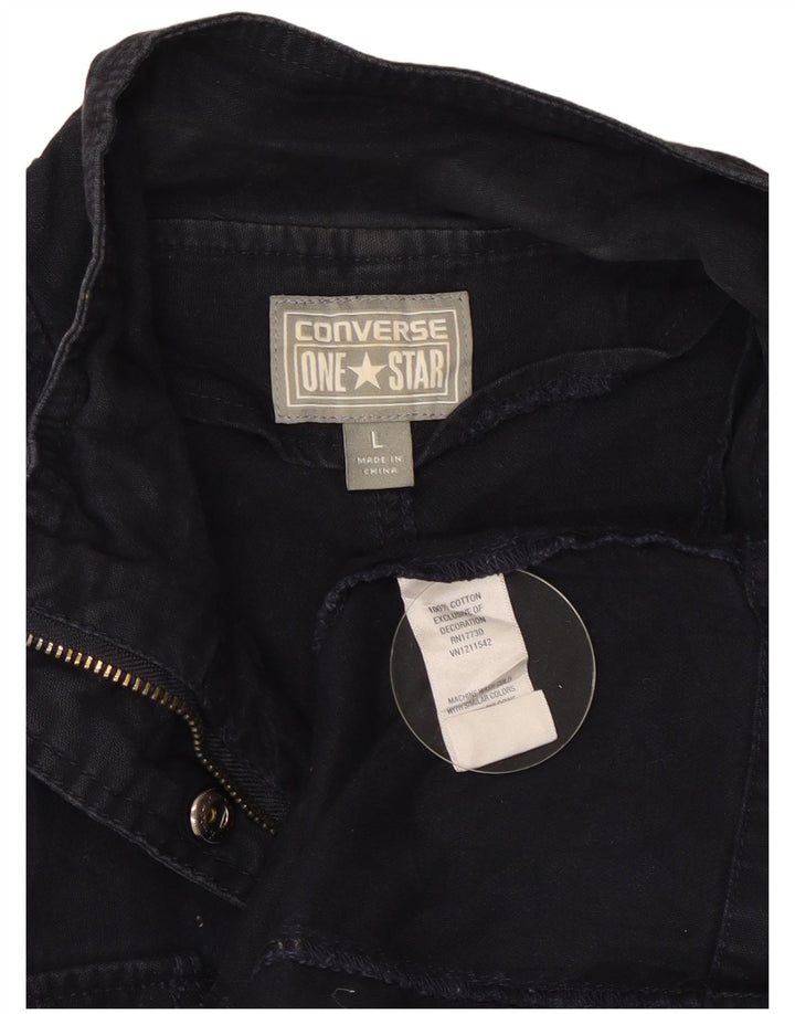 Converse Damen Utility-Jacke UK 16 Large Marineblaue Baumwolle