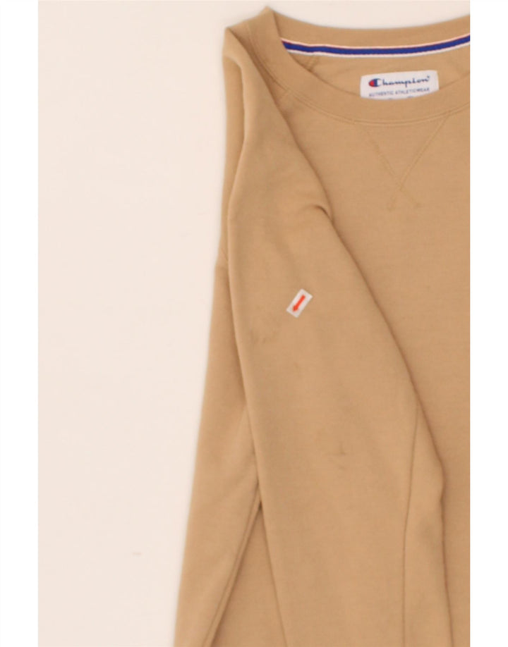 CHAMPION Mens Sweatshirt Jumper Small Beige Polyester Vintage Champion and Second-Hand Champion from Messina Hembry 