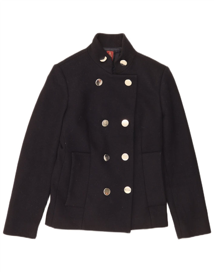 Dondup Damen Pea Coat IT 44 Mittelmarineblaue Wolle