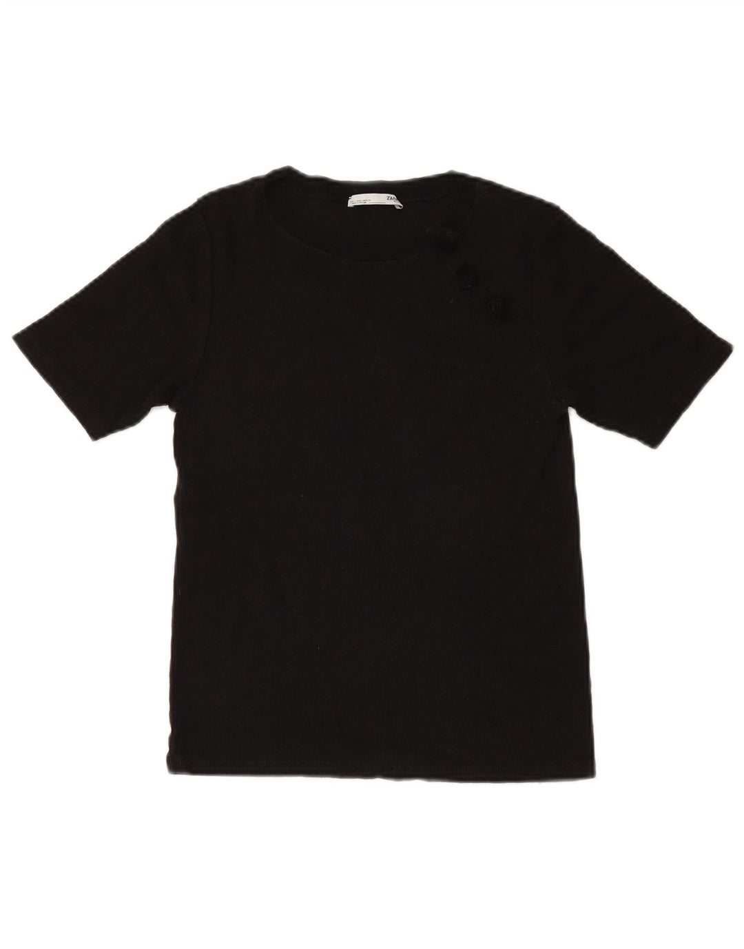 Zara Damen Grafik T-Shirt Top UK 14 Large Schwarz