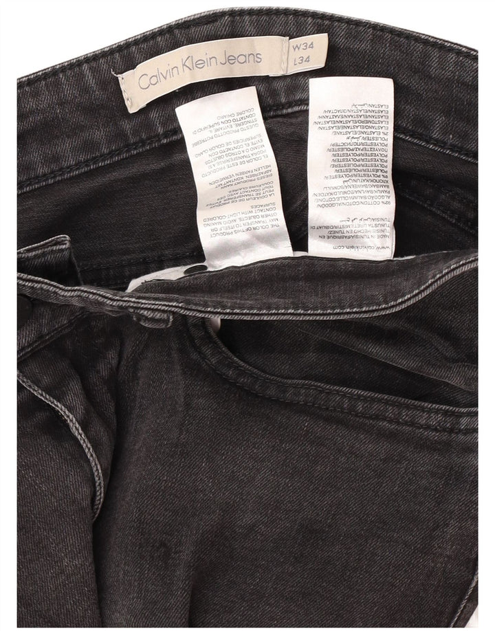 Calvin Klein Herren Slim Jeans W34 L28 Graue Baumwolle